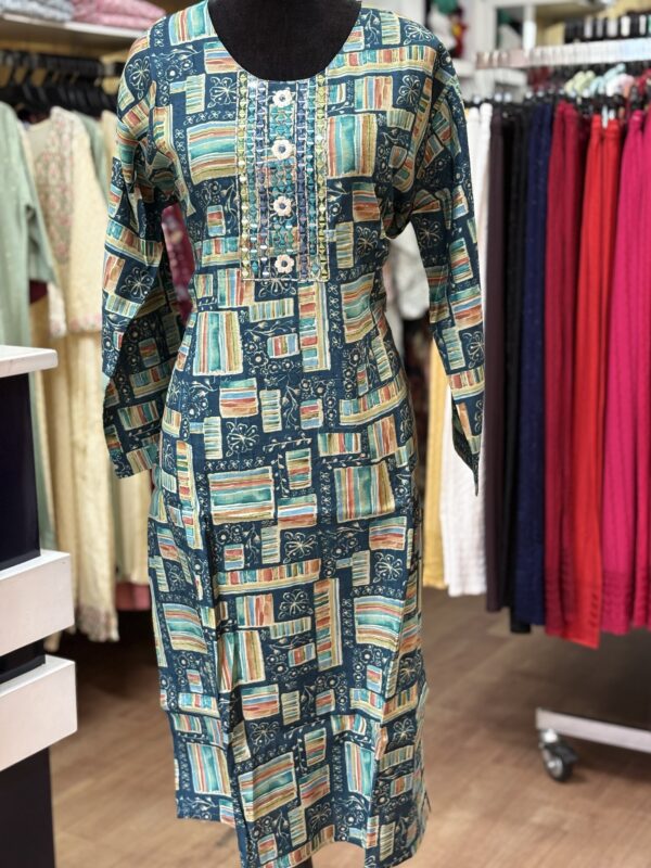 Premium Floral Blue Kurti for Casual Wear - Image 2