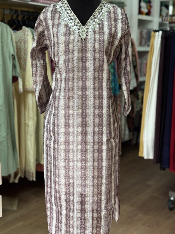 Premium Floral Brown Kurti for Casual Wear - Image 2