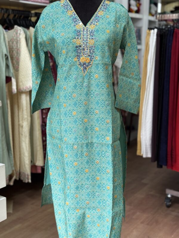 Premium Floral Light Green Kurti for Casual Wear - Image 2