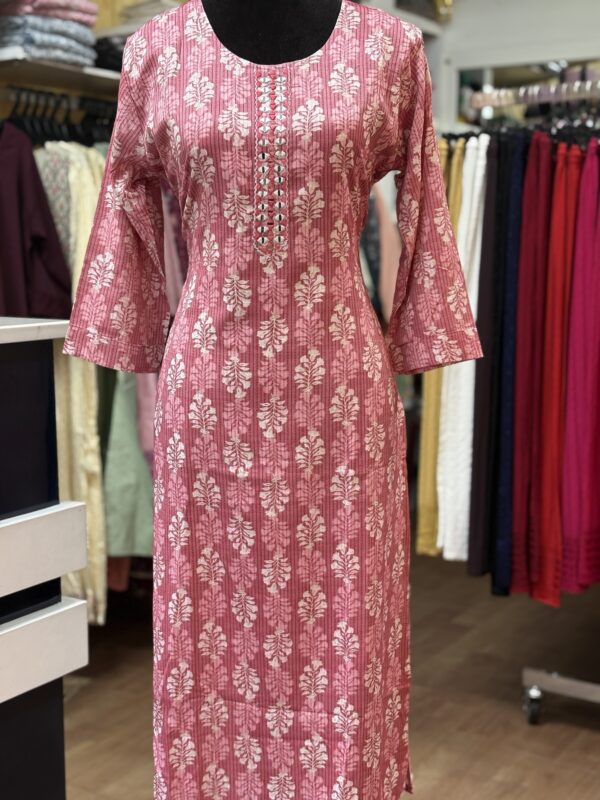 Premium Floral Pink And White Kurti for Casual Wear  - Image 2