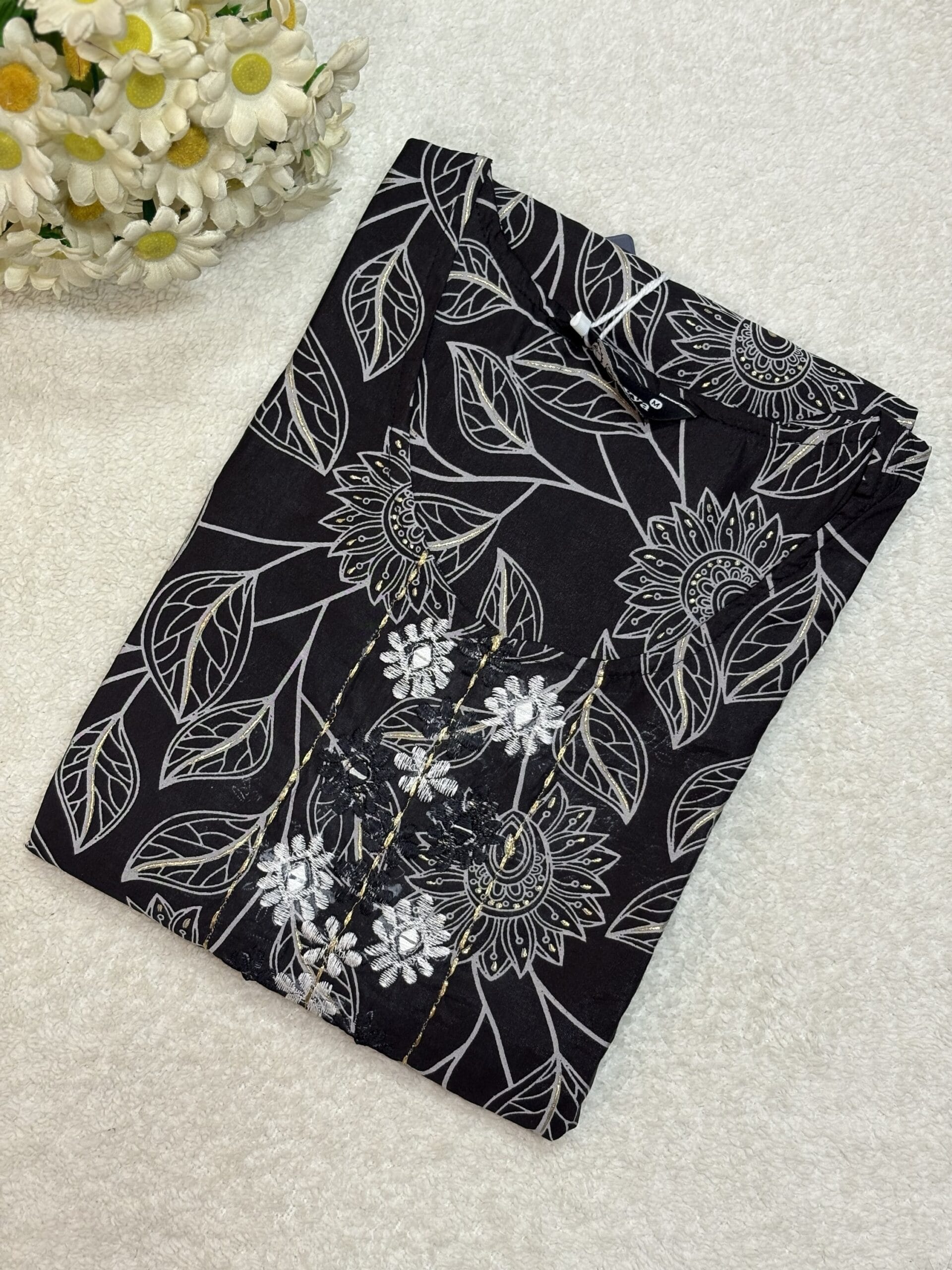 Premium Floral Black Kurti for Casual Wear