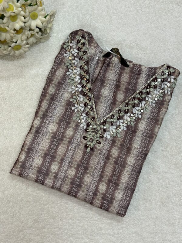 Premium Floral Brown Kurti for Casual Wear