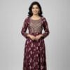 Raspberry Colored Embroidered Anarkali kurti