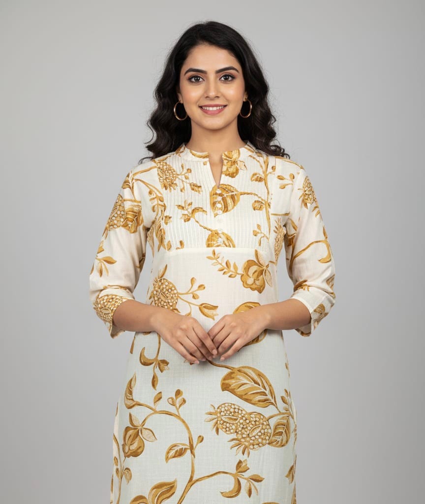 Beautiful Cream Color Short Kurti