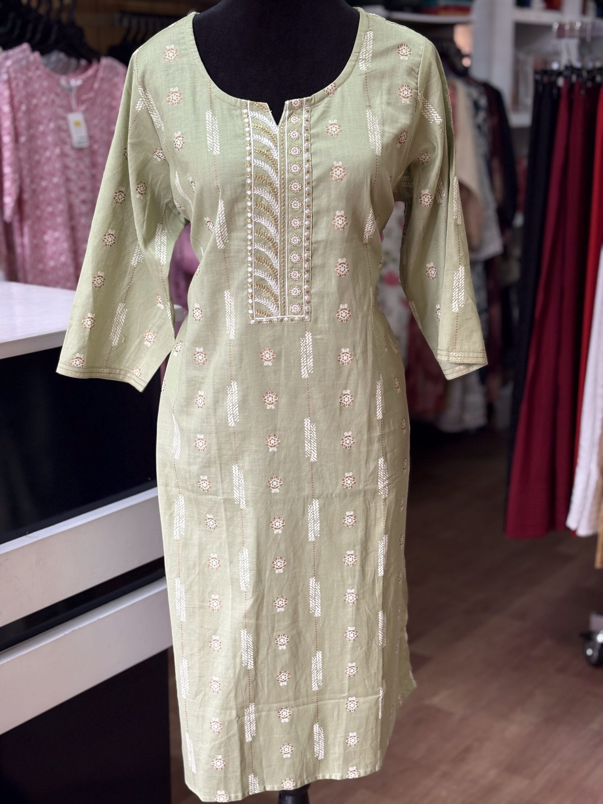 Mint Green Cotton Casual Wear