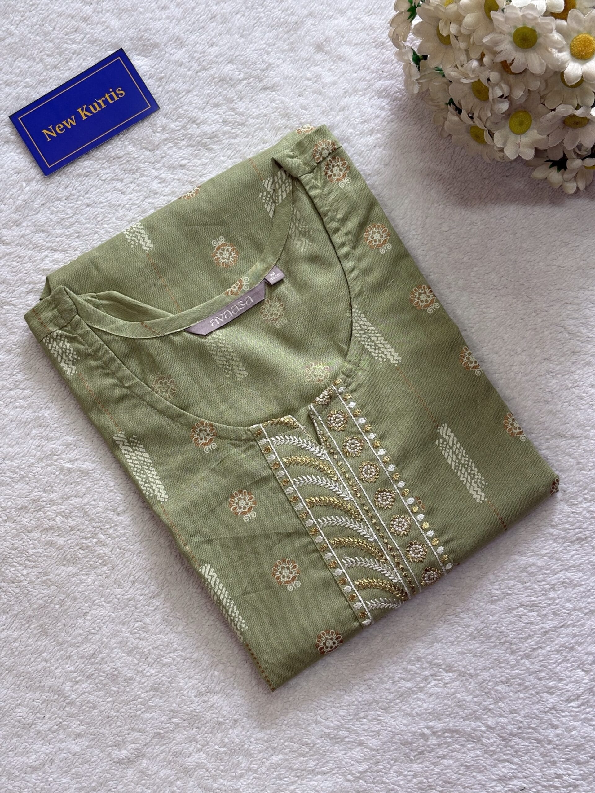 Mint Green Cotton Casual Wear