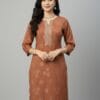 Charm Leaf Print Casual Straight Kurti