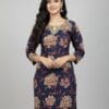 Navy Blue Floral Print Casual Wear