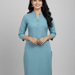 Sky Blue High Neck Casual Wear