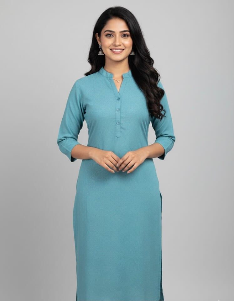 Sky Blue High Neck Casual Wear
