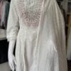 White Embroidered Anarkali Kurti Set.