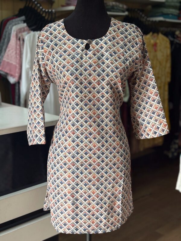 Classic Blue Print Short Kurti