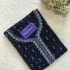 Dark Blue Embroidered Cotton Casual Wear