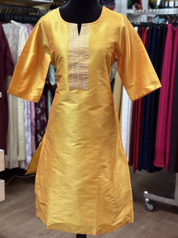 Yellow Embroidered Daily wear kurti - Image 2