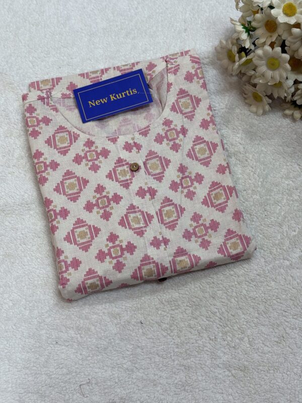 Pink And White Round Neck Casual Wear