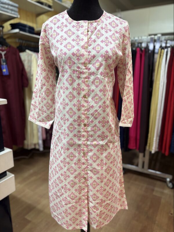 Pink And White Round Neck Casual Wear - Image 2