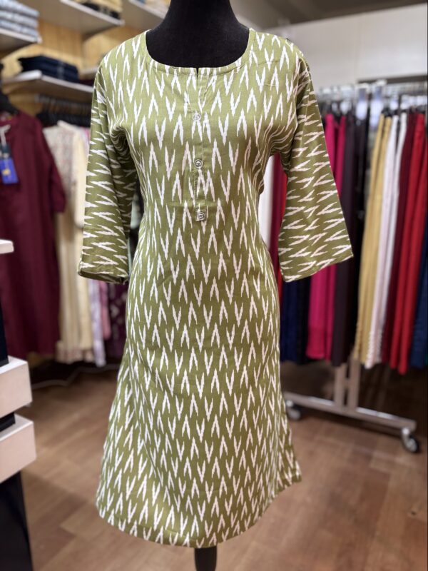 Cotton Green And White Daily Wear kurti - Image 2