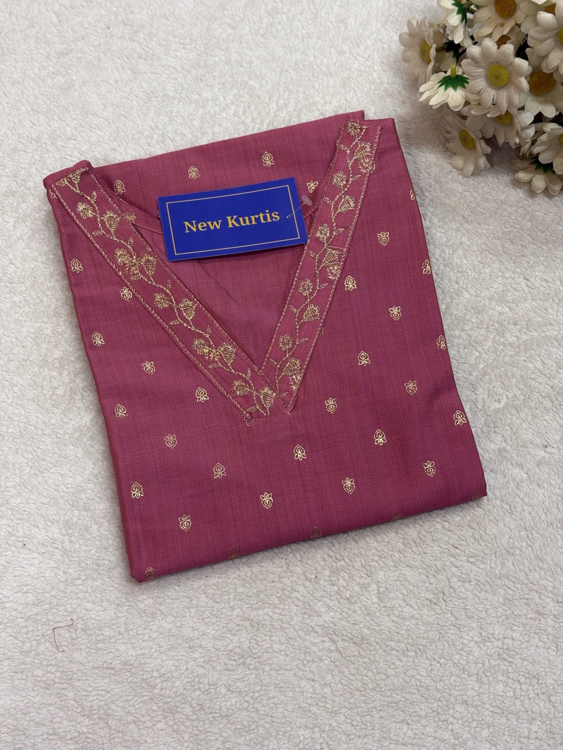 Clear Pink V Neck Casual Wear