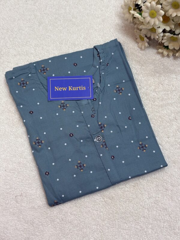 Flax Blue Round Neck Daily Wear Kurti