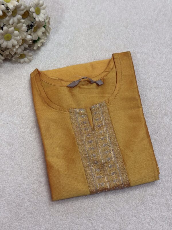 Yellow Embroidered Daily wear kurti