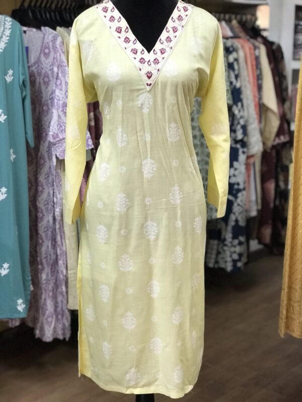 Lemon Yellow colored Cotton Casual Wear - Image 2