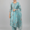 Organza Sky Blue Kurti Set