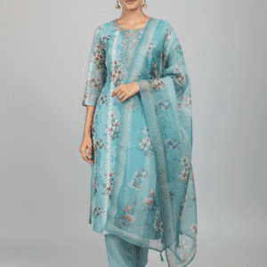 Organza Sky Blue Kurti Set
