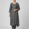 Grey Colour Kurti Set With Stone Work
