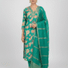 Paris Green Floral V Neck Kurti Set