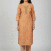 Peach Cotton Two piece Set Kurti