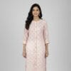 Pink And White Round Neck Casual Wear