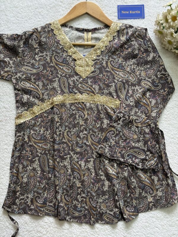 Neck Line Embroidered Aliya Cut Short Kurti - Image 3
