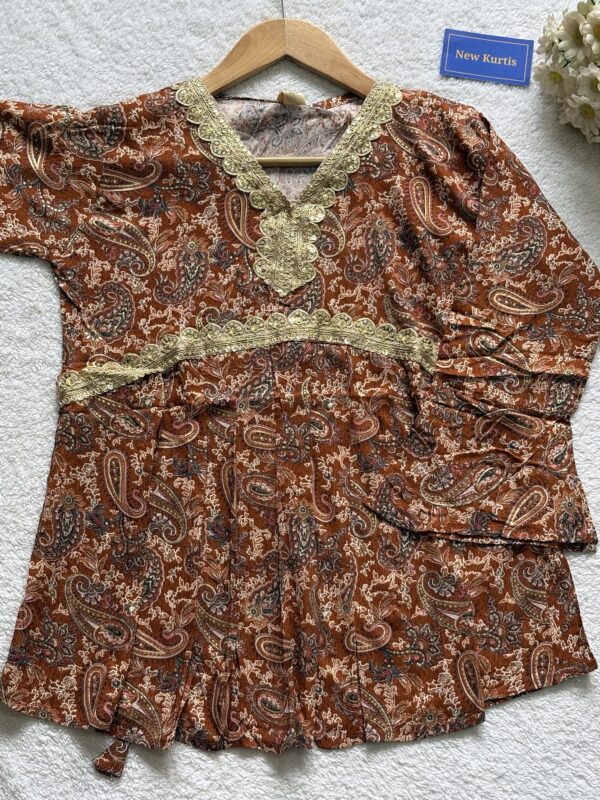 Neck Line Embroidered Aliya Cut Short Kurti - Image 2