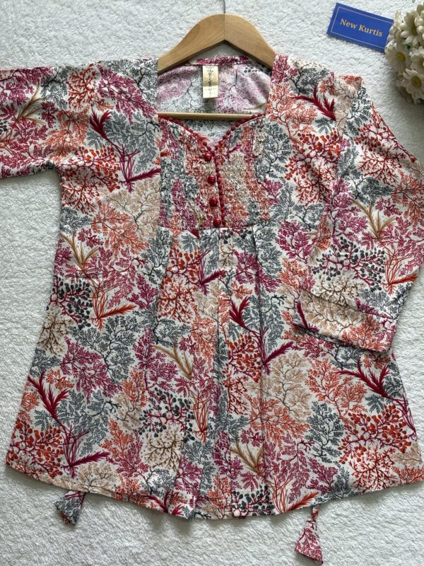 White Mixed Smoke Short Kurti