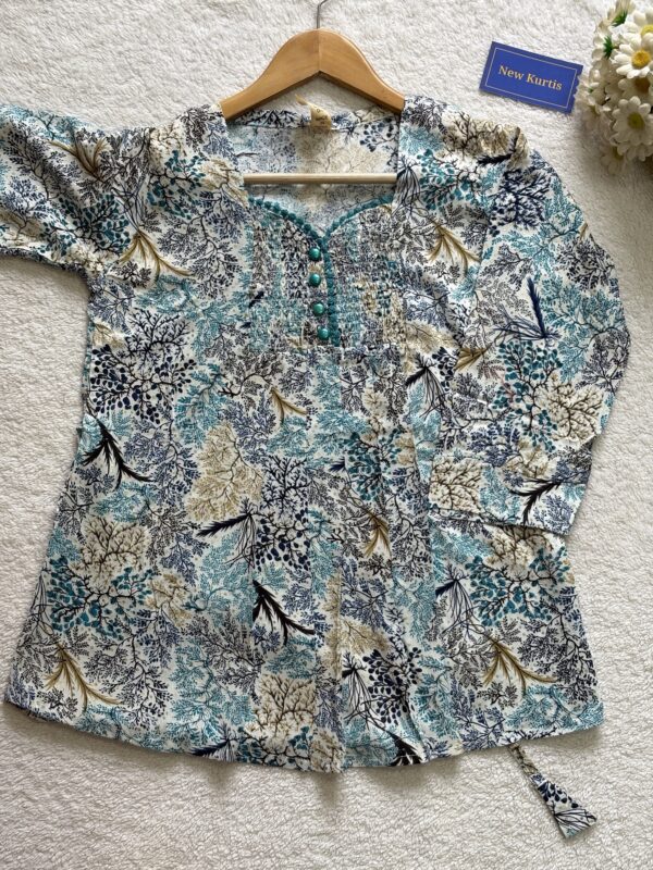 White Mixed Smoke Short Kurti - Image 2