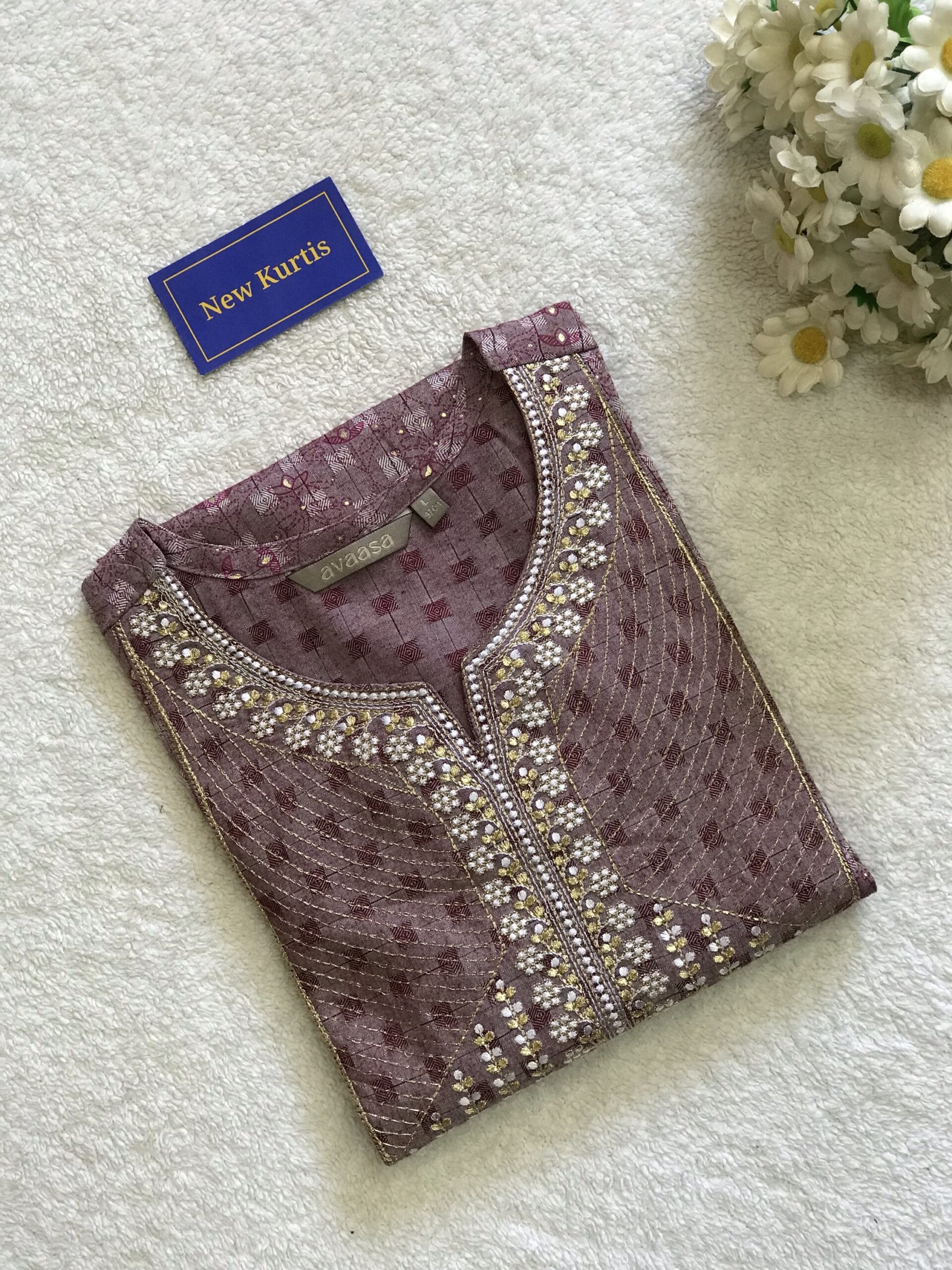 Light Purple Embroidered Casual Wear