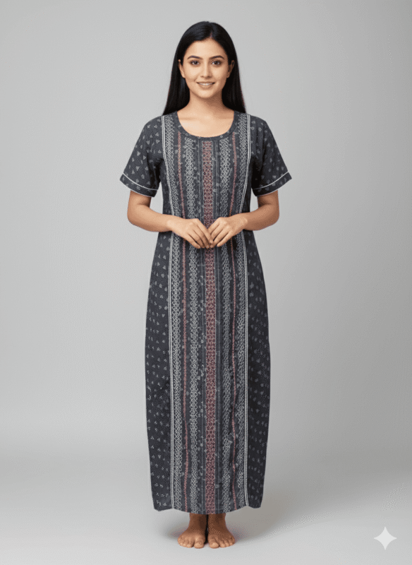 Full Embroidered Comfy Night Wear