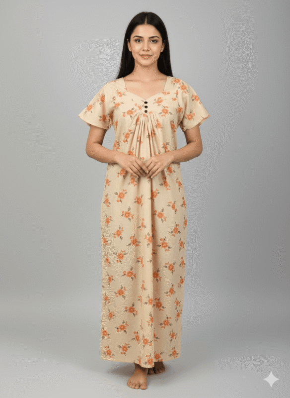 Flower Print Cotton Night Wear