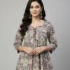 White Mixed Smoke Short Kurti