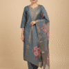 Grey Shine Neck Line Design Set Kurti