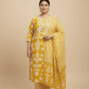 Yellow And White Plus Size Cotton Set Kurti