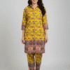 Floral Yellow Two Piece Set Kurti