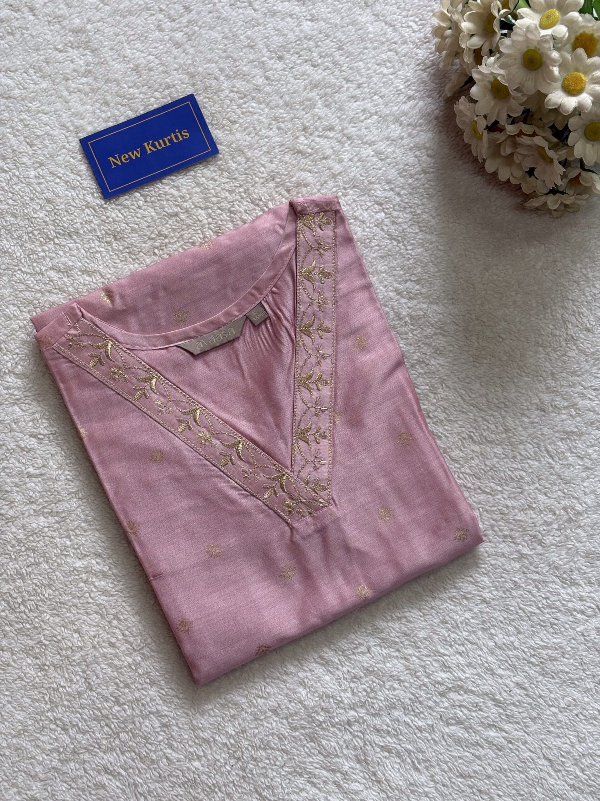 V Neck Pink Casual Kurti