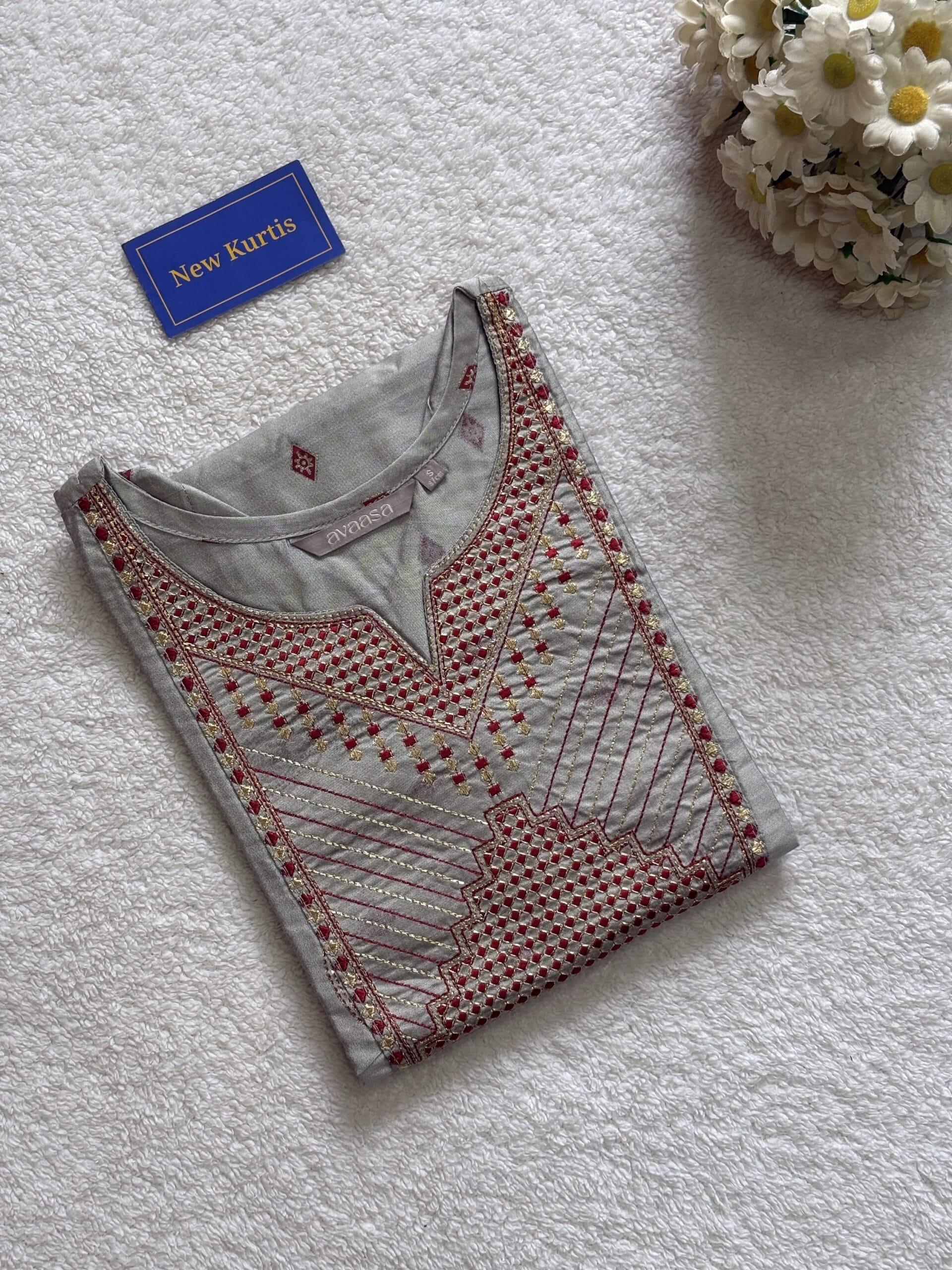 Embroidered Grey Casual Wear