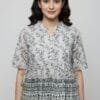White Floral Short Kurti