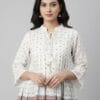High Neck Flower Print Short Kurti