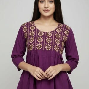 Embroidered Plain Short Kurti