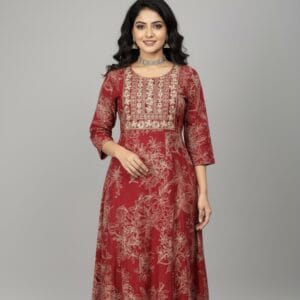 Embroidered Maroon Anarkali