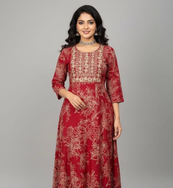 Embroidered Maroon Anarkali