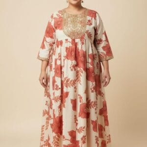 Elegant Off white plus size Anarkali